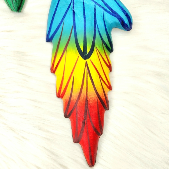 Vintage Mccaw Parrot Papier Mache Wall Hanging Hand Painted in Mexico - Picture 4 of 10